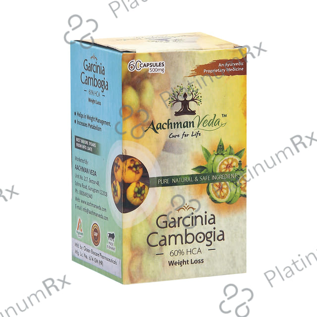Aachman Veda Garcinia Cambogia 500mg 60% HCA Weight Loss Capsule (60 Each) 1 Bottle