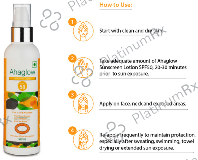 Ahaglow Sunscreen SPF 50 Lotion 100ml