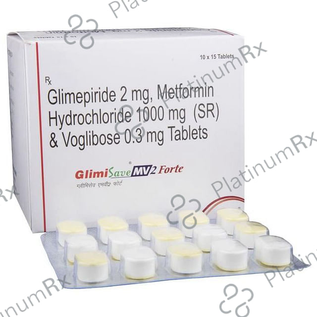 Glimisave MV2 Forte 2/1000/0.3mg Tablet SR 15s