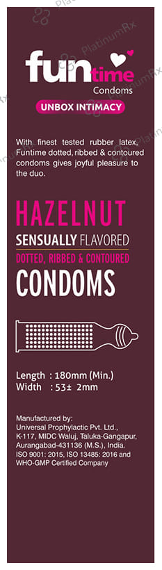 Funtime Dotted Ribbed & Contoured Hazelnut Flavour Condom 10s