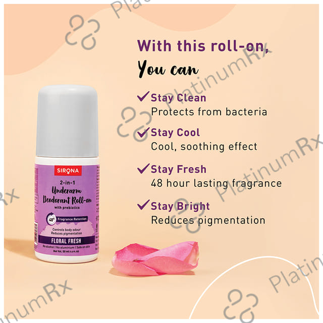Sirona 2 in 1 Underarm Deodorant Roll-On Floral Fresh