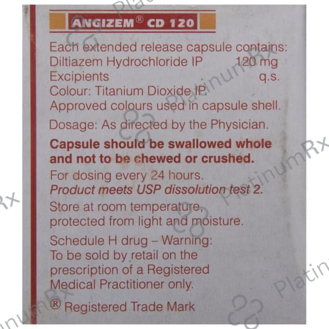 Angizem CD 120mg Capsule 10s