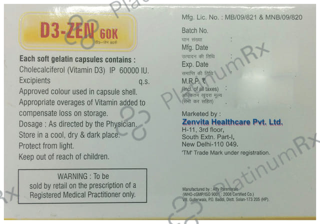 D3-Zen 60K Soft Gelatin Capsule