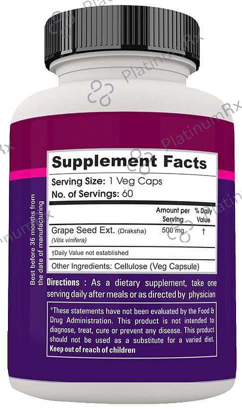 Zenith Nutrition Grape Seed Extract 500mg Capsule