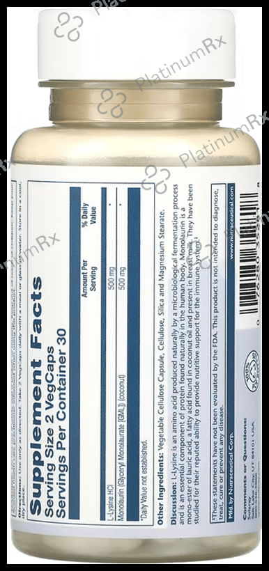 Solaray L-Lysine Monolaurin 1:1 Ratio Vegcaps
