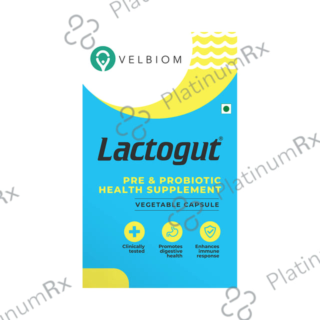 Velbiom Lactogut Pre & Probiotic for Gut Health, Digestion & Immunity - Capsule