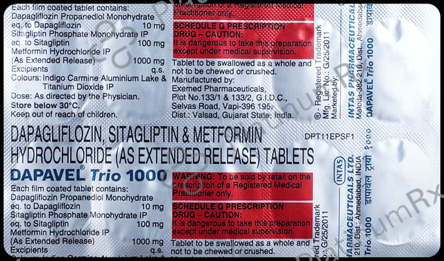 Dapavel Trio 10/1000/100mg Tablet ER 10s