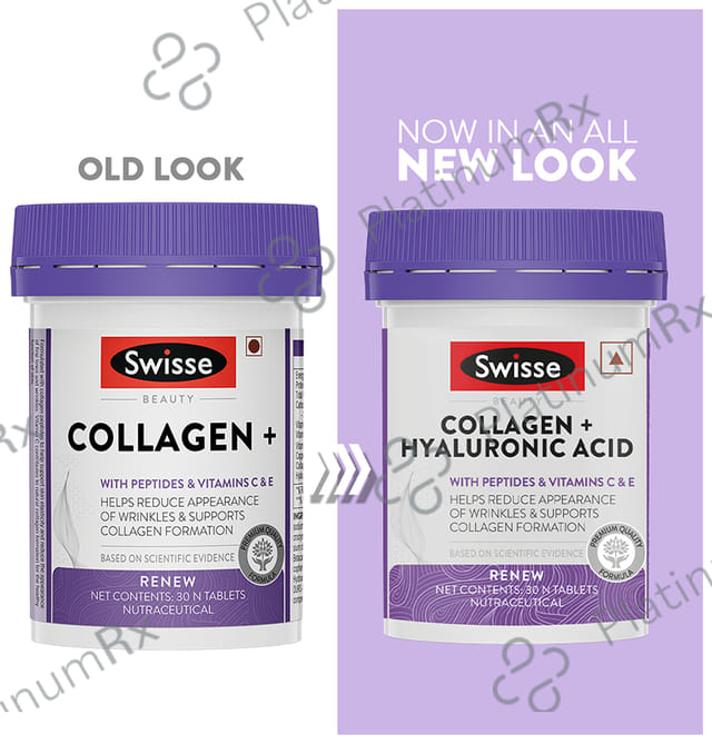 Swisse Collagen + Hyaluronic Acid - With Vitamin C & E for Anti-Wrinkle Support - Tablet