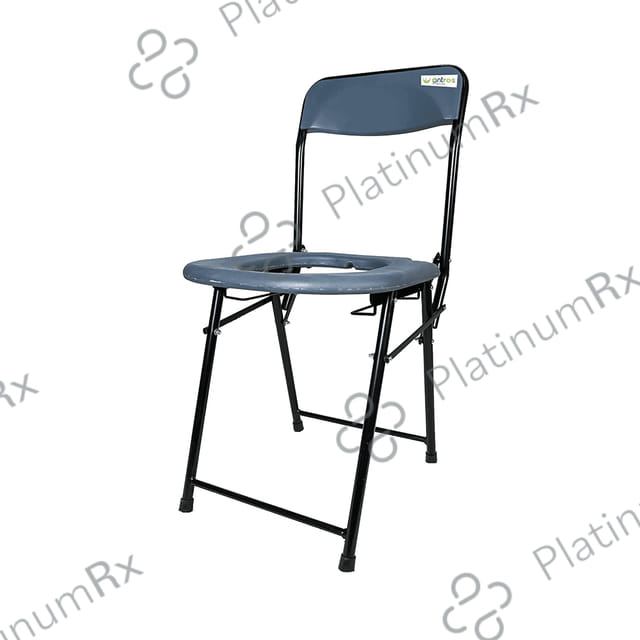 Entros ?OC-C779A MS Powder Coated Foldable Oval Commode Chair with Pot Bucket