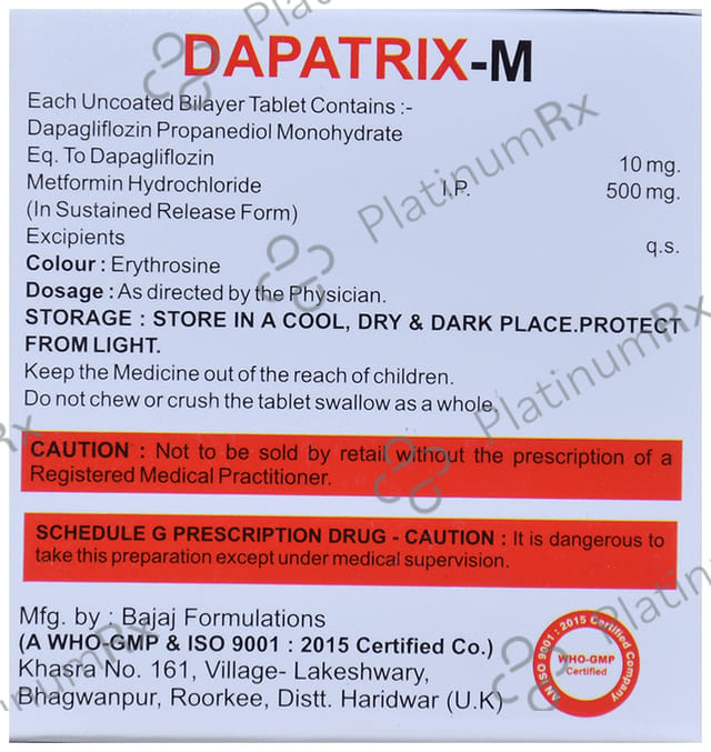 Dapatrix 10/500mg M Tablet SR 10s