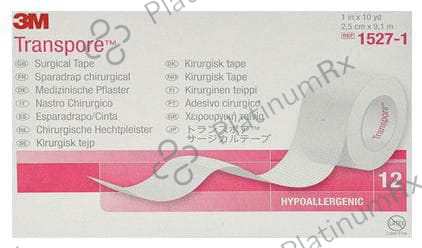 3M 1527-1 Transpore Hypoallergenic Surgical Tape 1 inch x 10 yard