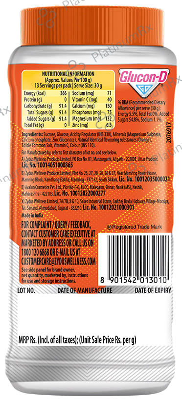 Glucon D Instant Energy Tangy Orange Flavour Powder 400gm