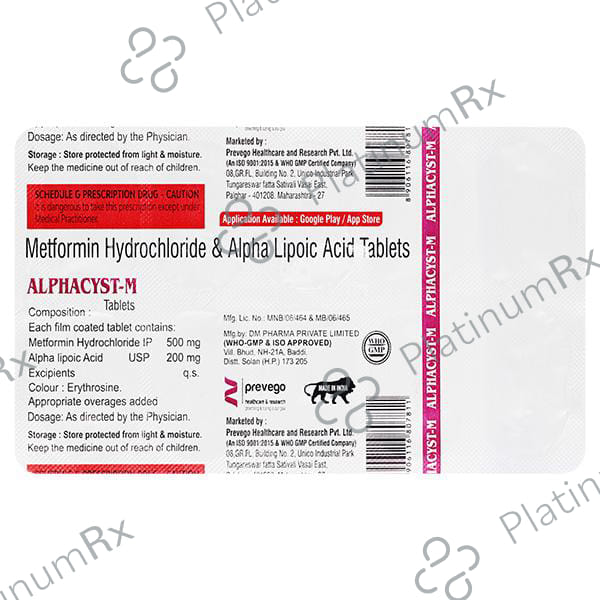 Alphacyst M 200/500mg Tablet 10s