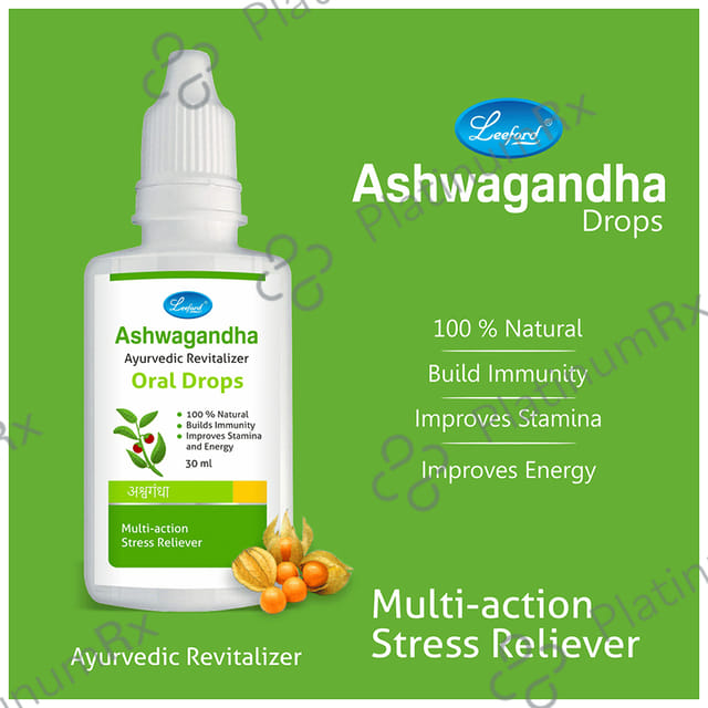 Leeford Ashwagandha Ayurvedic Revitalizer Oral Drops for Immunity, Stamina & Energy