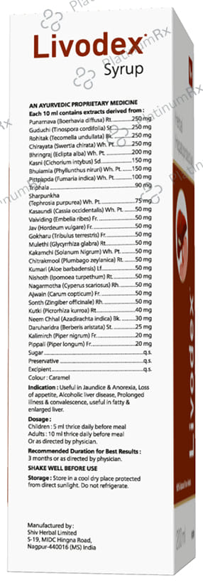 Livodex Herbal Hepatoprotective Syrup (200ml Each) 1 Bottle