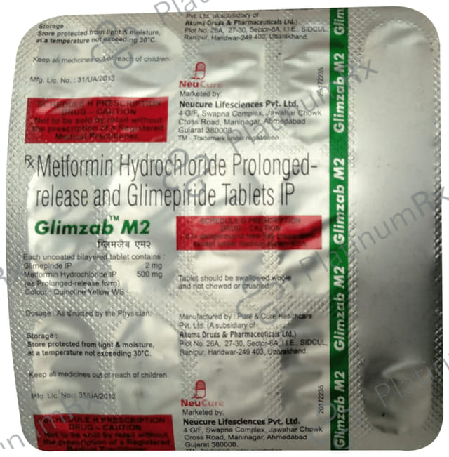 Glimzab M 2mg/500mg Tablet PR