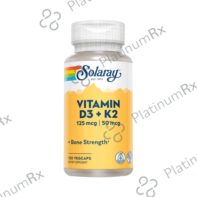 Solaray Vitamin D3+K2 Vegicap - For Bone Strength