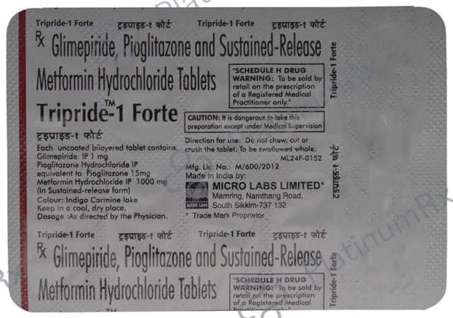 Tripride Forte 1/1000/15mg Tablet SR 10s