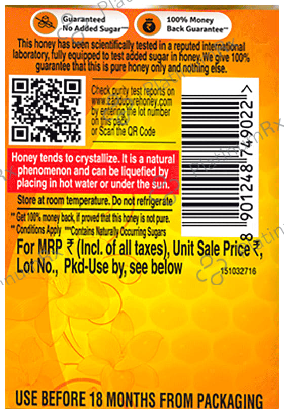 Zandu Pure Honey for Energy & Weight Management No Sugar Adulteration 250gm