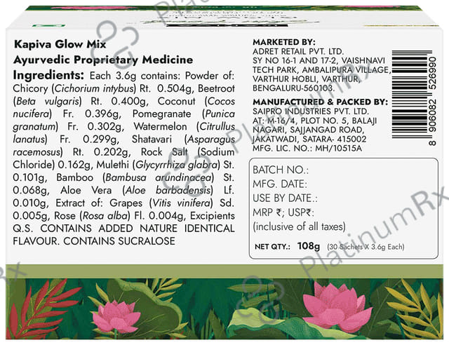 Kapiva Skin Foods Glow Powder Sachet (3.6gm Each) - Helps Achieve Even Toned Radient Skin