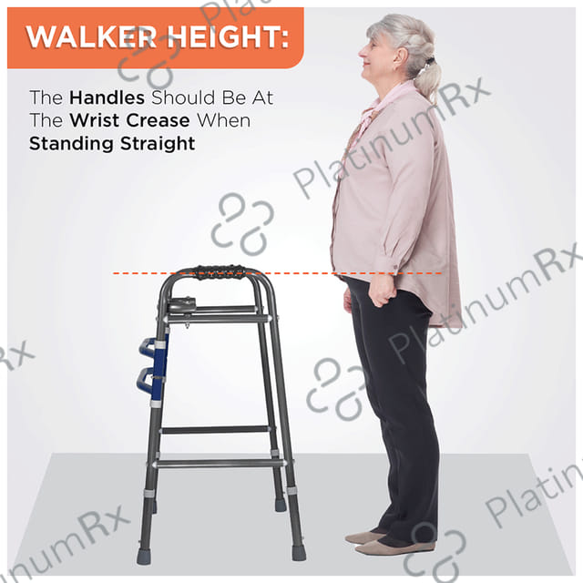 Vissco 0934 Adjustable Medipedic Walker Plain (Double Bar) Universal Grey 1s
