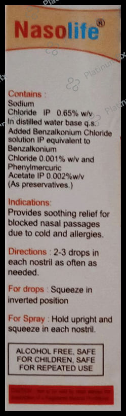Nasolife Saline Nasal Spray/Drop