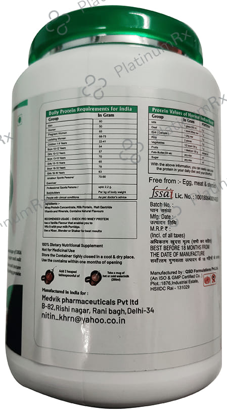 Check Pro Whey Protein Vanilla Flavour Powder 500gm