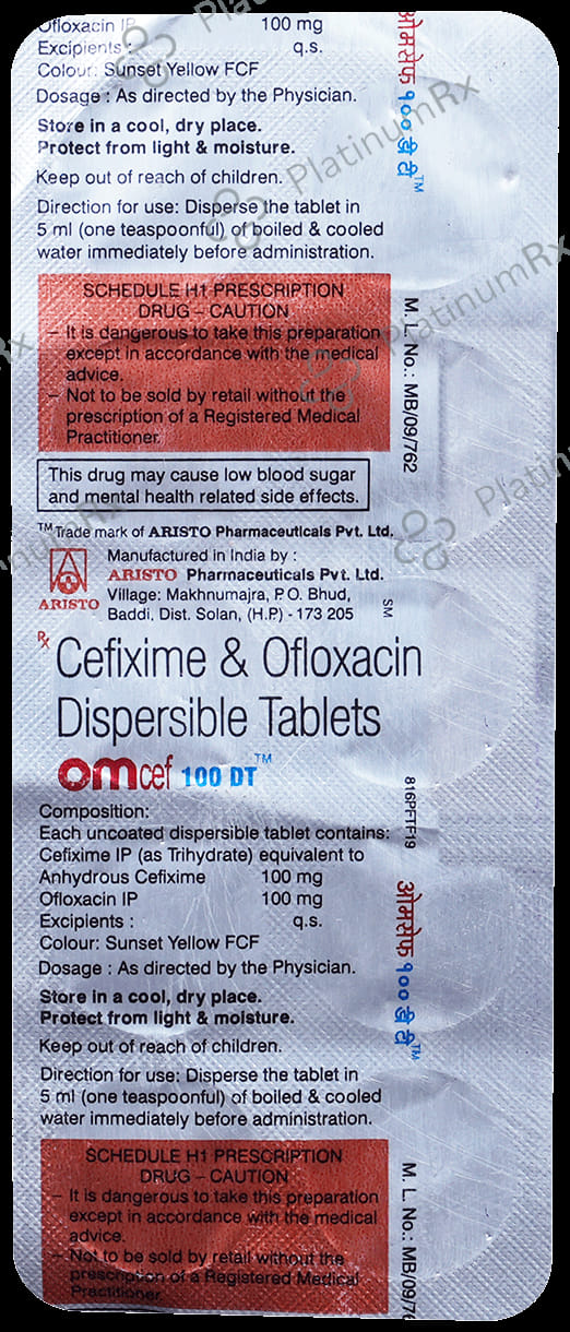 Omcef 100mg/100mg Tablet DT