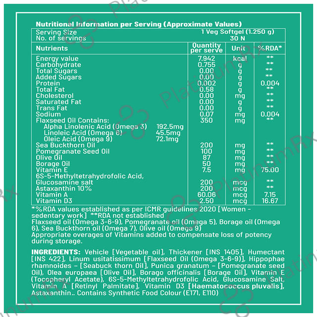 Jubilant Nutrihance Multi Omega 3-5-6-7-9 - Vegetarian Softgel for Heart, Renal & Nerve Health 30 Soft Gelatin Capsule