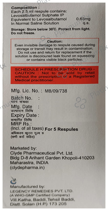 Neblair 0.63 Respules 5X2.5ml