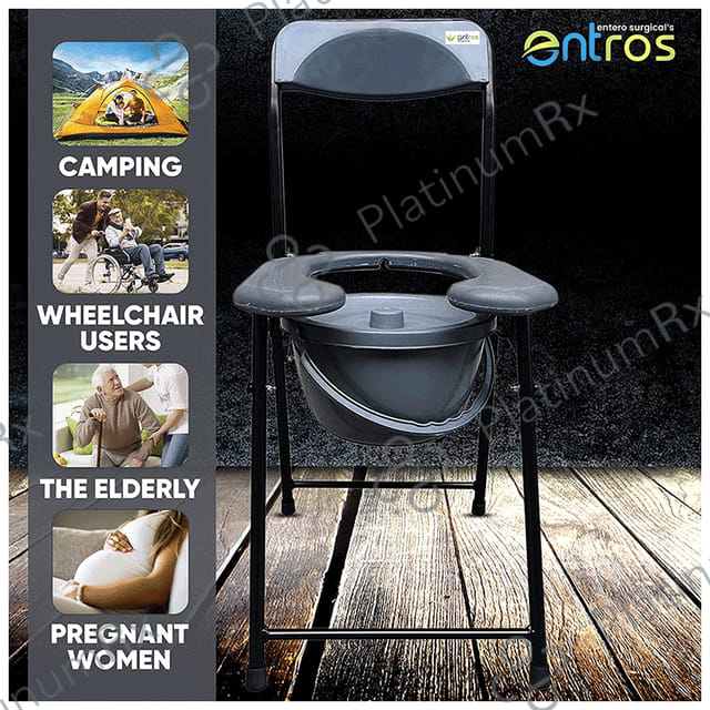 Entros C779A Folding Light Weight Commode Chair Front Cut