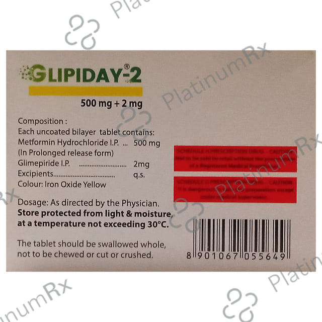 Glipiday 2/500mg Tablet PR 14s