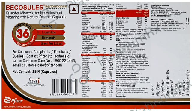 Becosules Performance Capsule 15s