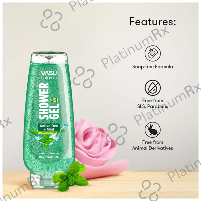 Vasu 3in1 Shower Body Wash Active Deo+Mint