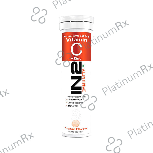 IN2 Immunity Vitamin C+Zinc Effervescent Tablet (20 Each) Orange 1 Bottle