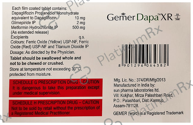 Gemer Dapa XR 10/2/500mg Tablet 7s