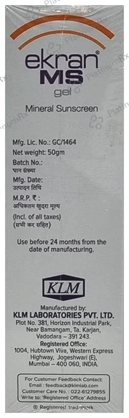 Ekran MS Mineral Sunscreen SPF 50 Gel 50gm
