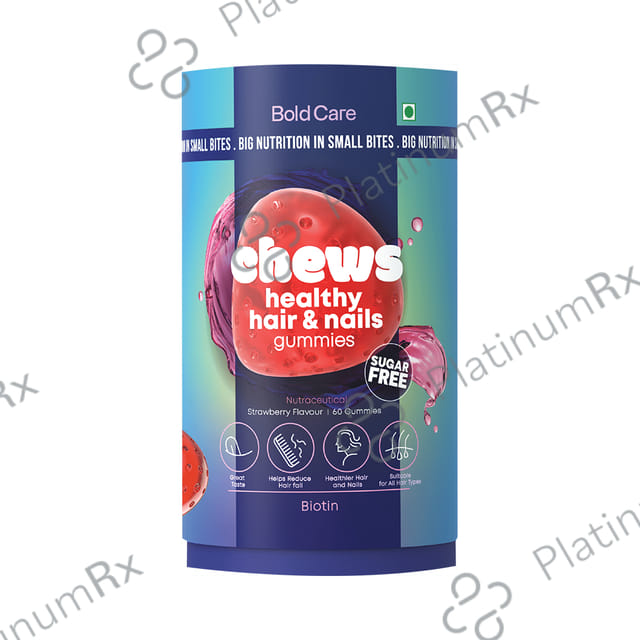 Bold Care Chew Healthy Hair & Nail Gummy Strawberry Sugar Free