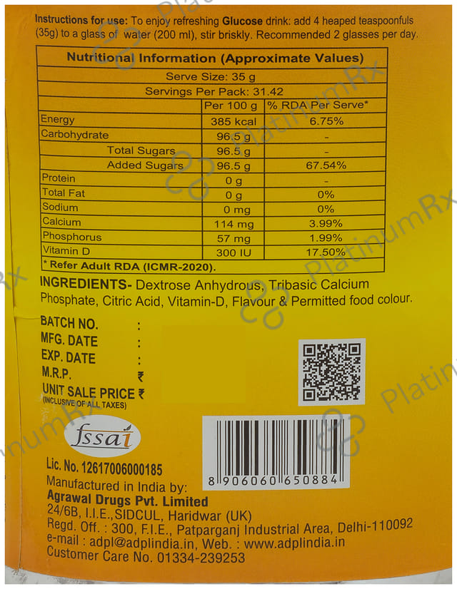 ADPL Glucose-D - Flavour Powder Orange 1100 gm