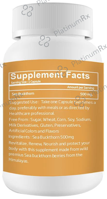Pushpveda Sea Buckthorn 500mg Vegetarian Capsules