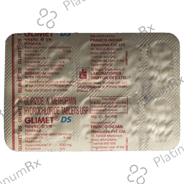 Glimet DS 5/500mg Tablet 10s