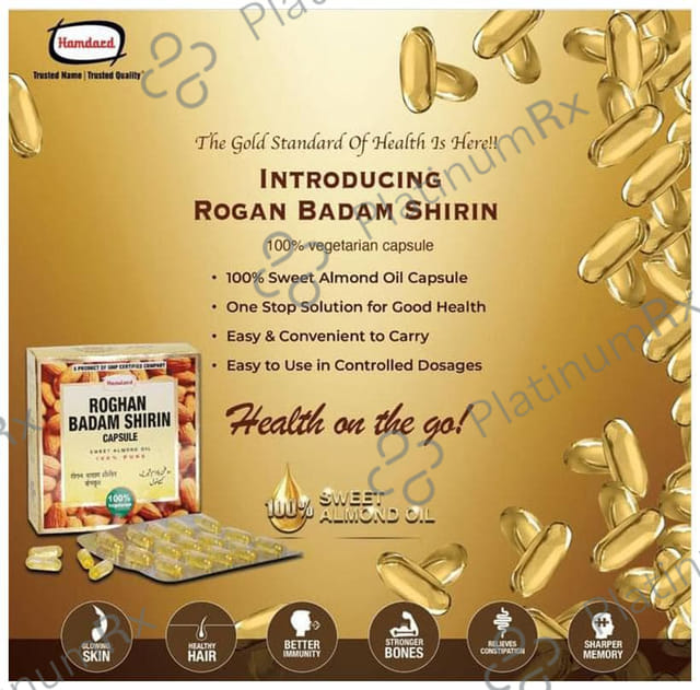 Hamdard Roghan Badam Shirin Pure Almond Oil/Badam Tel Capsule