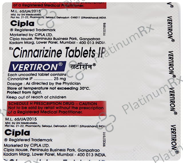 Vertiron 25mg Tablet 25s