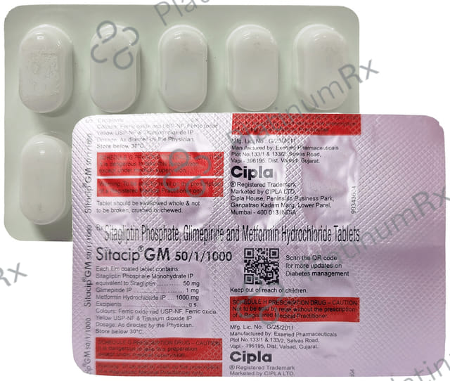 Sitacip GM 50mg/1mg/1000mg Tablet 10S