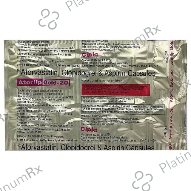 Atorlip Gold 20/75/75mg Capsule 10s