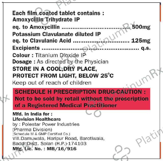 Peptamox CV 625 Tablet