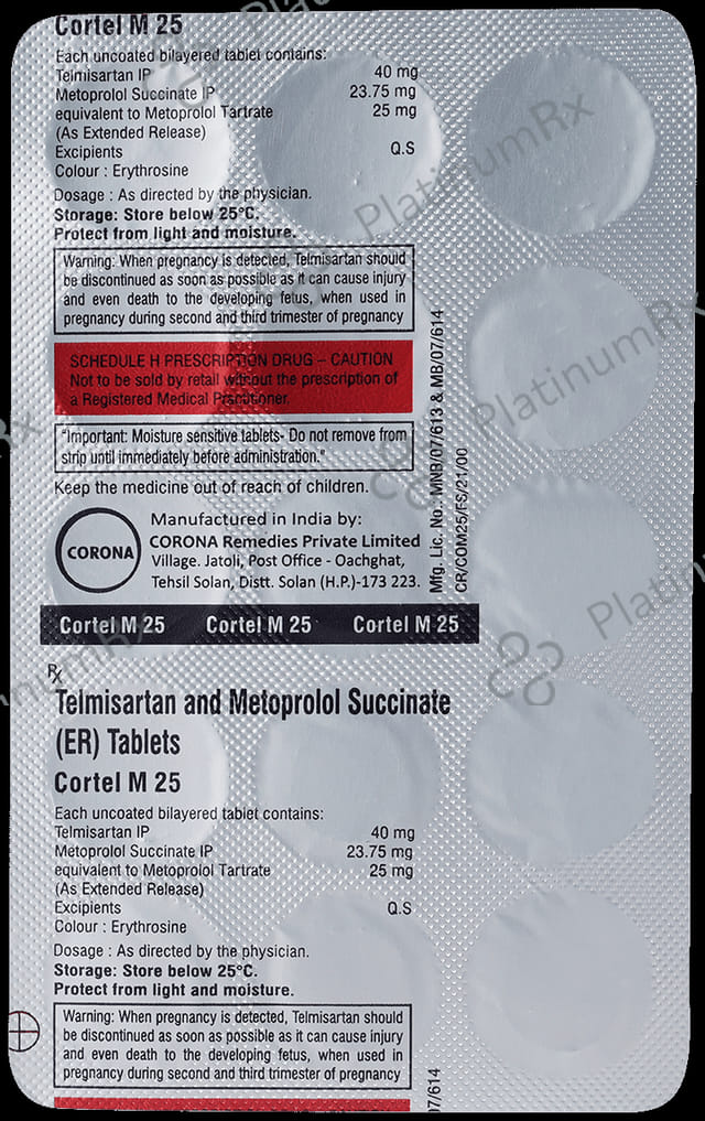 Cortel M 25/40mg Tablet ER 15s