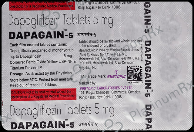 Dapagain 5mg Tablet 15s