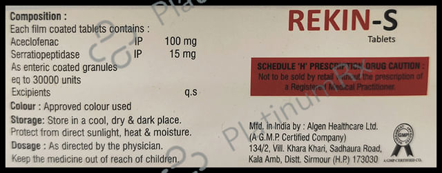 Rekin S 100/15mg Tablet 10s