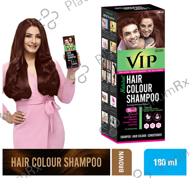 VIP Natural Hair Colour Brown Shampoo 180ml